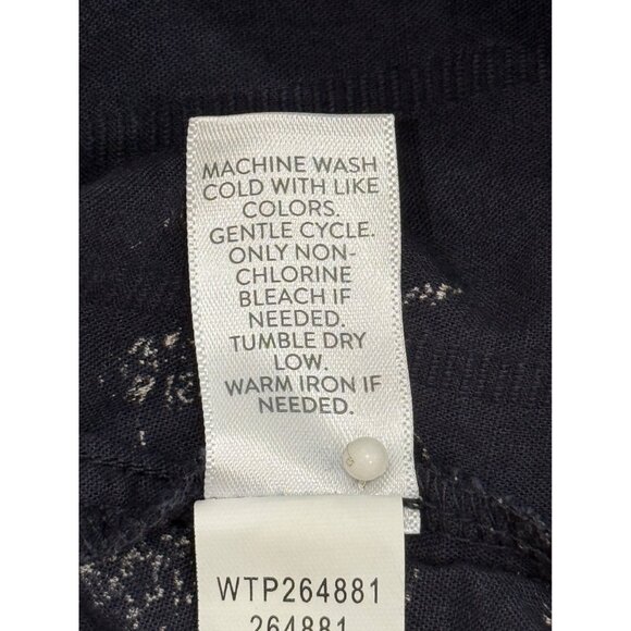 J. Jill Top Floral Bird Short Sleeve Blouse Ruffle Navy Blue Womens Size 4X - Picture 8 of 8